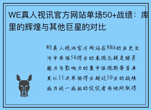 WE真人视讯官方网站单场50+战绩：库里的辉煌与其他巨星的对比